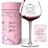 40TH Birthday Gifts for Her, Vintage 1985 40th Wine Glass, 40 Year Old Birthday Decorations For Women, Funny 40 Bday Gifts Idea For Women, Friends, Daughter, Sister Mom - Turning 40 Present