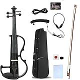 Yinfente Electric Violin 4/4 Full Size Silent 4 String Student Beginner Violin Ebony Fittings With Case Bow Shoulder rest Rosin Cable Headphone