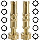 Triumpeek Solid Brass Hose Nozzle, 2 Pack 4" Heavy Duty Brass Garden Hose Nozzle with 10 Rubber Washers