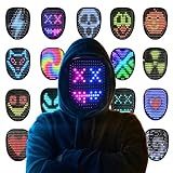 Led Mask Halloween Costume for Kids Adults, Face Transforming Light up Mask with Gesture Sensing, Cool Toys Great Gift for Birthday Costume Party Christmas