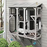 ketive Cat Catio, Expandable Window Box Enclosure for Multiple Indoor Cats, Comfortable Wooden Small Pet Perch House, All-Weather Use, Keep Bugs Insects Out, with 4 Platforms and 3 Doors
