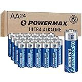 Powermax 24-Count AA Batteries, Ultra Long Lasting Alkaline Battery, 10-Year Shelf Life, Reclosable Packaging