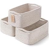Maxuni 3-Pack Small Storage Baskets for Organizing | Woven Shelf Toy Basket | Rope Baskets for Gifts Empty | Closet Organizer Bins with Handles | Cube Decorative Box | 11.8×7.8×5.1” | Mixed brown