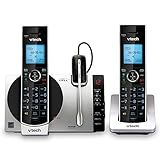 VTech DS6771-3 Connect to Cell, Cordless Phone with Answering Machine, DECT 6.0 Headset+2 Handset Intercom, Bluetooth, Caller ID/Call Waiting, Expandable System - Silver/Black