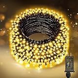 Nisocy 200 LED Christmas Connectable String Lights Outdoor Waterproof – Warm White Fairy Lights with Plug, Tree Lights for Patio, Garden, Bedroom, Wedding, Party, Decor (66FT)