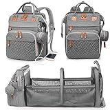 Astro alan Baby Diaper Bags with Changing Station, Waterproof Diaper Bag Backpack for Moms Dads with USB Charging Port, Baby Shower Gifts, Large Capacity diaper backpack, Grey