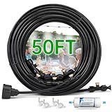 Funpynani 50FT Outdoor Misting Cooling System‌ - Patio Garden Kit with ‌Brass Nozzles & UV Tubing‌, DIY Install for ‌Pool, BBQ, Greenhouse‌, Water-Saving High Pressure Cooler