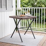 FurniEdge Folding Table, Portable Coffee Table 27in Square Table for Small Spaces, Patio Card Table Foldable Picnic Table with 400 LBS Capacity for Indoor Outdoor Use, Brown