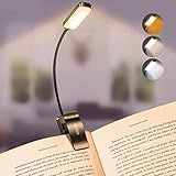 Gritin 9 LED Rechargeable Book Light for Reading in Bed - Eye Caring 3 Color Temperatures,Stepless Dimming Brightness,80 Hrs Runtime Small Lightweight Clip On Book Reading Light for Studying