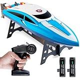 Force1 Velocity Blue Fast RC Boat- Remote Control Boats for Adults and Kids, Underwater Speed Racing Mini RC Boats for Pools and Lakes, 2.4GHZ Transmitter, 2 Rechargeable Batteries, Low Battery Alert