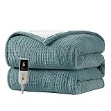 Texciting Heated Blanket Electric Blanket Throw 50''X60''-Heating Throw with 9 Heat Settings-2-10 Hours Auto Off,ETL Certified,Machine Washable (Green)