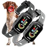 JEUJE Dog Bark Collar 2 Pack, Bark Collar for Large Medium Small Dogs, Rechargeable Smart Bark Collar, Anti Barking Training Collar with 7-Level Sensitivity + 5 Safety Modes Humane Training System