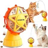 NORMON Cat Treat Dispenser, Ferris Wheel Puzzle Feeder Toy with Teaser Wand