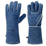 vclpower Welding Gloves Fire Heat Resistant Fireproof Leather for Welding Fire Pit Wood Stove Campfire Furnace BBQ Baking,Grill Oven Stick Mig Tig Gear L