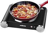 Cusimax Hot Plate Electric Burner Single Burner Cast Iron hot plates for cooking Portable Burner 1500W with Adjustable Temperature Control Stainless Steel Non-Slip Rubber Feet, Upgraded Version