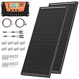WERCHTAY 200 Watts Solar Panel Kit, 12V/24V (2PCS 100W) Monocrystalline 30A Charge Controller 25% High-Efficiency PV Module for RV, Rooftop, Boats, Trailer, Vehicle, Caravan, Off-Grid System (200W)