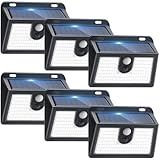 [6 Packs] Solar Motion Sensor Outdoor Lights, Super Bright Solar Lights Outdoor Waterproof, 3 Lighting Modes Security Wall Light for Outside Walking Dog Fence Backyard Deck Garden Door Step Garage