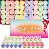 Organic Bath Bombs Set 50 PCS with 10 Rich Scents, Handmade Bath Bombs for Women with Essential Oils, Natural Bubble Bath for Moisturizing Skin, Spa Gift for Mother's Day Christmas Birthday Easter