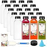 SUPERLELE 20pcs 12oz Plastic Juice Bottles with Caps, Reusable Juicing Bottles, Clear Drink Containers with Lids for Juicing, Smoothie and Other Beverages