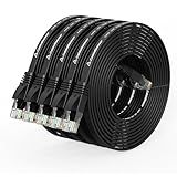 Cat 6 Ethernet Cable 10 ft (5 Pack) (at a Cat5e Price but Higher Bandwidth) Flat Internet Network Cables - Cat6 Ethernet Patch Cable Short - Black Computer Cable with Snagless RJ45 Connectors