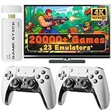 Huqjot 2025 Upgraded Retro Gaming Console Stick Pro, Video Games Console with 4K HDMI, Built-in 23 Classic Game Emulators, 20000+ Games - Video Game with Upgrade Dual 2.4G Wireless Controllers (64G)