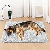 GOLOPET Dog Heating Pad 28x18 in with Smart Thermostat Switch and Power Line Protection Tube,Obtained MET and UL Dual Certification,Waterproof Puppy Heating Pad- Gray