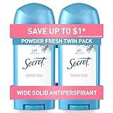 Secret Antiperspirant and Deodorant for Women, 24hr Sweat & Odor Protection, PH Balanced Protection, Gentle on Skin, Wide Solid, Powder Fresh Scent, 2.7 oz (Pack of 2)