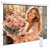 120" Motorized Projector Screen, Electric 16:9 Projector Screen with Remote Control, Indoor/Outdoor HD Movie Screen, Wall/Ceiling Mounted, Perfect for Home Office Theater TV, White