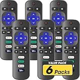6 Pack Replacement Remote Control Only for Roku TV, Compatible for TCL Roku/Hisense Roku/Sharp/Philips/Onn Roku Smart TV(Not for Roku Stick and Box)