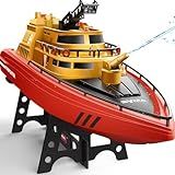 SYMA Remote Control Boat, Big RC Boat Firefighter for Kids 8-12 with 40 Mins Run Time (2 Batteries), One-Key Water Spary, 15 km/h High Speed and Low Battery Warning, Pool Toys for Boys Girls