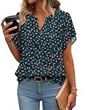 Zeagoo Womens Dressy Casual Shirts Tulip Sleeve V Neck Work Blouse Business Casual Summer Chiffon Tops