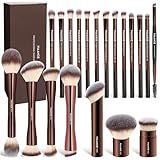 MAANGE 20 Pcs Makeup Brushes with Gift Box, Double-End Multi-functional Makeup Brushes for Blending Liquid Powder Concealer Cream Blush Buffe,CoffeeBrown