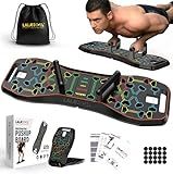 LALAHIGH Push Up Board,36 in 1 Home Gym Equipment with Ab Roller Wheel & Resistance Bands, Portable Foldable Workout Board for Full Body Strength Training Men Women