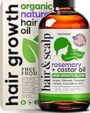 Organic Rosemary Castor Oil For Hair Growth: Enriched with Argan, Coconut, Jojoba, Vitamin E, Aloe Vera, Lavender & Peppermint for Natural Hair & Scalp Treatment for All Hair Types, Women & Men 2oz