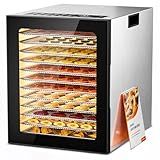 PSIIDAN Food Dehydrator for Jerky, Fruit, Meat, Herb, Beef, Mushroom, 12 Trays Large Dryer Machine, Commercial Stainless Steel Dehydrators, 48H Timer and Temperature Control, 850W, ETL Approved
