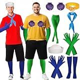 itswordpiz Couples Halloween Costume for Adult, 8PCS Funny Couples Costume Accessories with Seashell Bra Hat Gloves and Belts for Men Women Green