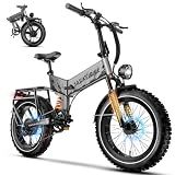 VEBLUE 1500W Folding Electric Bike for Adult 52V20Ah 20x4inch Ebike-Gray