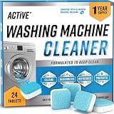 Washing Machine Cleaner Descaler 24 Pack - Deep Cleaning Tablets For HE Front Loader & Top Load Washer, Septic Safe Eco-Friendly Deodorizer, Clean Inside Drum and Laundry Tub Seal - 12 Month Supply