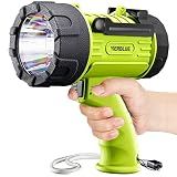 YIERBLUE Rechargeable Spotlight Flashlight with 2000,000 High Lumen LED, IP67 Waterproof Long Running Spot Light searchlight, Impact Resistant Handheld Spotlight with Foldable Stand and Red Lens