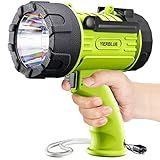 YIERBLUE Rechargeable Spotlight Flashlight with 1000,000 High Lumen LED, IP67 Waterproof Long Running Spot Light searchlight, Impact Resistant Handheld Spotlight with Foldable Stand and Red Lens