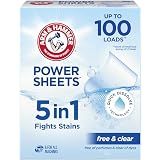 ARM & HAMMER 5in1 Power Sheets Laundry Detergent, Free & Clear, 50 Count