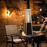 Tangkula Portable Patio Heater, 9500 BTU Outdoor Tabletop Heater with Stainless Steel Burner, Tip-Over & Flameout Protection, 34" Pyramid Mini Outdoor Heaters for Patio, Porch, Deck (Bronze)