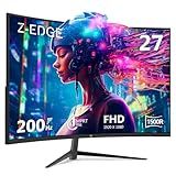 Z-Edge UG27 27-inch Curved Gaming Monitor 16:9 1920x1080 200Hz 1ms Frameless LED Gaming Monitor, AMD Freesync Premium Display Port HDMI