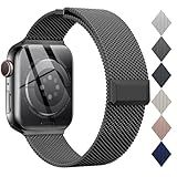 EPULY Compatible with Apple Watch Band 44mm 45mm 46mm Series 10 11 49mm, Stainless Steel Mesh Loop Magnetic Clasp Bands for iWatch Series 9 8 7 6 5 4 Ultra SE3 2 Women Men - 49/46/45/44mm Black