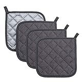 Joyhalo 4 Pack Pot Holders for Kitchen Clearance, Hot Pads for Kitchen, Countertops, Oven Pot Holders Bulk, Potholders Sets for Kitchens Heat Resistant, Grey
