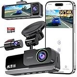 3 Channel 5G WiFi Dash Cam, 4K+2.5K+2.5K Dash Cam Front and Rear Inside with 64GB Card, 3.39" IPS Screen, G-Sensor, Loop Recording, Parking Monitor, IR Night Vision, 170° Wide Angle, WDR, Grey