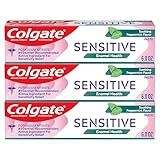 Colgate Sensitive Enamel Health Toothpaste for Sensitive Teeth, 3 Pack, Toothpaste with Fluoride and 5% Potassium Nitrate, Helps Prevent Bad Breath, Soothing Peppermint Flavor, 6 oz, 3 Pack