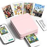 Nelko Photo Printer, 2x3 Portable Wireless Smartphone Printer, PP01 Mini Color Instant Inkjet Printer, Sticky-Back Photos, Bluetooth Compatible with iOS & Android, App Editing, Pink