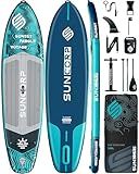 Suncorp 11.6'x35'' Inflatable Paddle Board, Extra Wide Stand-up Paddleboards, 450lbs Capacity, Inflatable SUP, Dual-Action Pump, 100L Backpack, 9 Plus Kits for Family, Fishing, Yoga&All Skill Levels