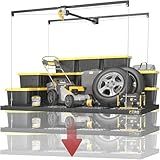 Garage Ceiling Storage Racks – 4x8 FT Overhead Garage Storage Rack with Safety Lock, Heavy-Duty Ceiling Mounted Lift System and Storage Organizer, Ideal for Maximizing Overhead Space, 325 lbs Capacity